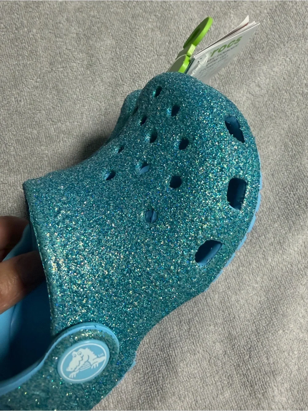 CROCS Kids' Sparkle Clogs - Teal Glitter